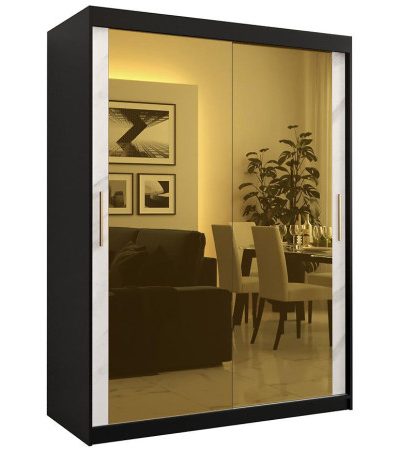 Bútor webáruház Vác Dunakeszi bútorboltok Szekrény Platinum T3 150 fekete márvány/fehér