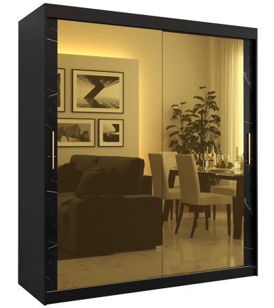 Bútor webáruház Vác Dunakeszi bútorboltok Szekrény Platinum T3 180 fekete márvány/fekete