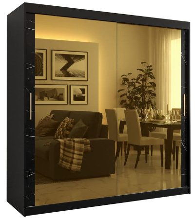 Bútor webáruház Vác Dunakeszi bútorboltok Szekrény Platinum T3 200 fekete márvány/fekete