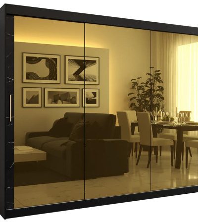 Bútor webáruház Vác Dunakeszi bútorboltok Szekrény Platinum T3 250 fekete márvány/fekete