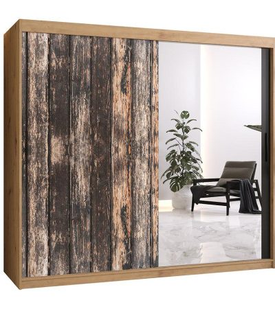 Bútor webáruház Vác Dunakeszi bútorboltok Szekrény Rustic II 200 tölgy artisan/tükör