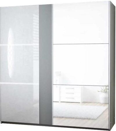 Bútor webáruház Vác Dunakeszi bútorboltok Szekrény Tunis 200 cm grafit/fehér/tükör LED